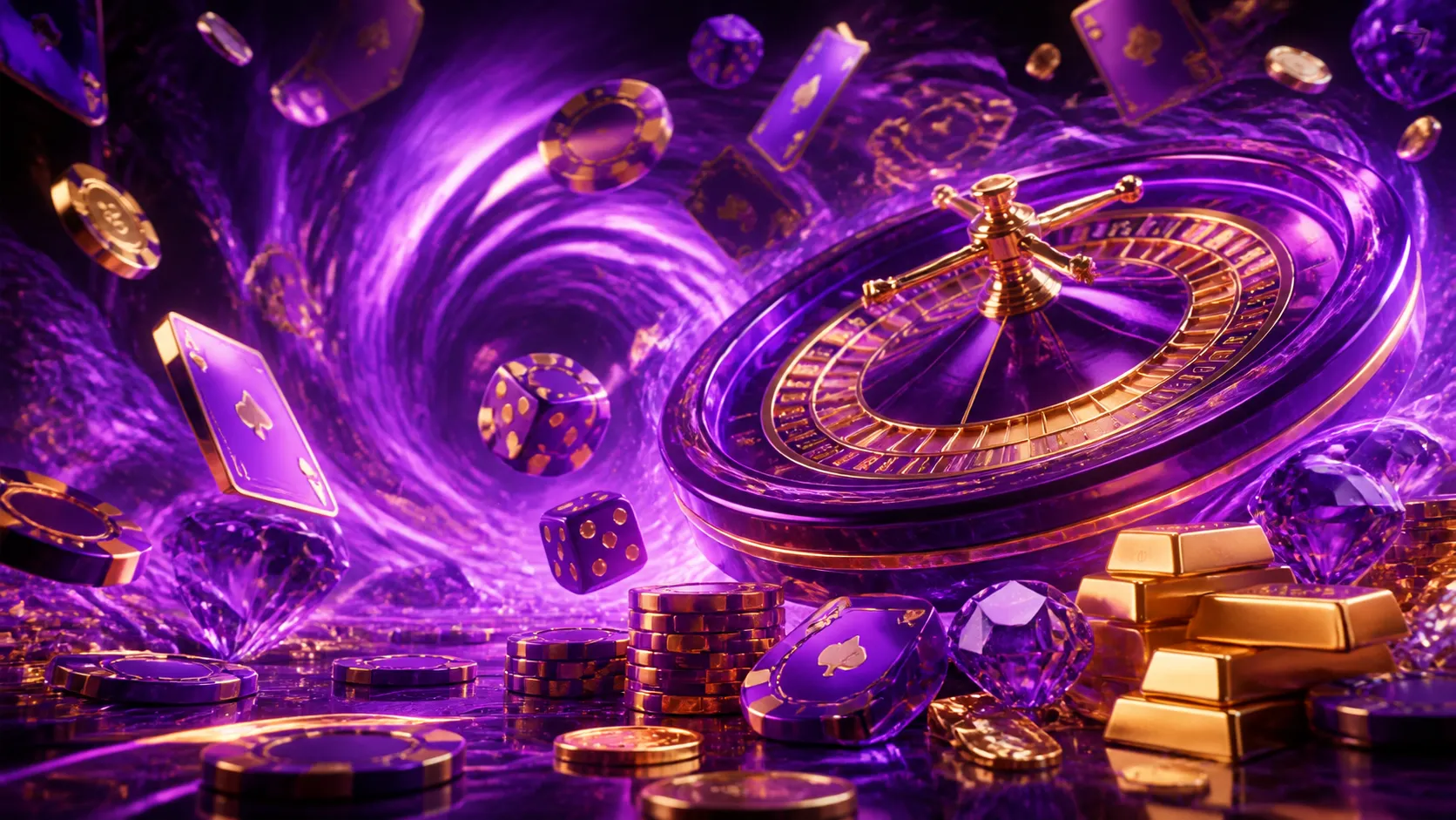 Glossy isometric render with poker chips and neon elements for Vibrobet.